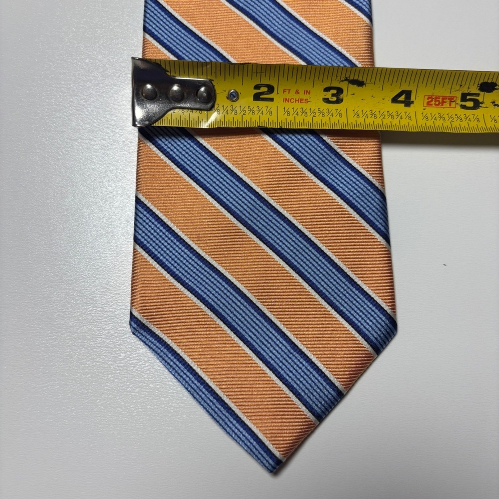 Brooks Brothers 346 Striped Repp Tie Peach Orange Silk Necktie Made In USA Tie - Picture 5 of 5